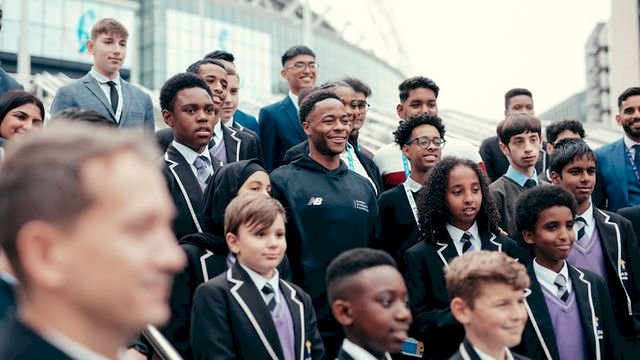 Raheem Sterling unveils his Foundation at his former school, Ark Elvin Academy in Brent